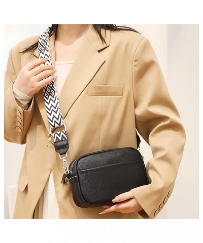 Women Fashion Genuine Leather Shoulder bag,Crossbody Bag for Women Wide Strap Shoulder Bag Top Zip 01-black $17.39 Shoulder Bags