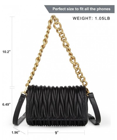 Quilted Handbags for Women Crossbody Bags Trendy Small Purses and Top Handle Handbags Midnight Black $27.79 Satchels