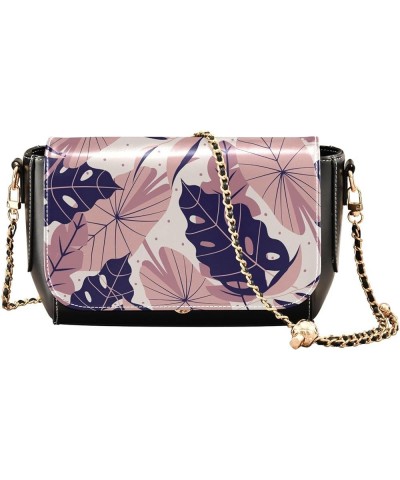 Tropical Leaf Colorful Print Women's Crossbody Handbags, PU Leather Flap Crossbody Bags, Women's Shoulder Handbag Purse Style...