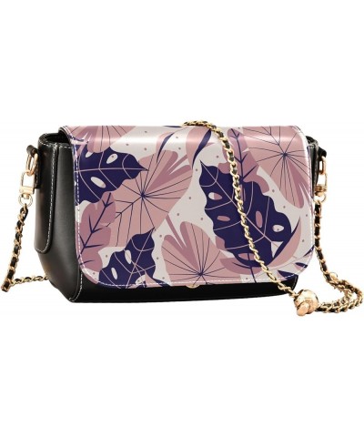 Tropical Leaf Colorful Print Women's Crossbody Handbags, PU Leather Flap Crossbody Bags, Women's Shoulder Handbag Purse Style...