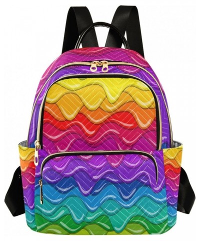 Mini Backpack Purse for Women Lightweight Girls Small Size Bright Rainbow Wave School Teens College Traveling Medium $13.86 B...