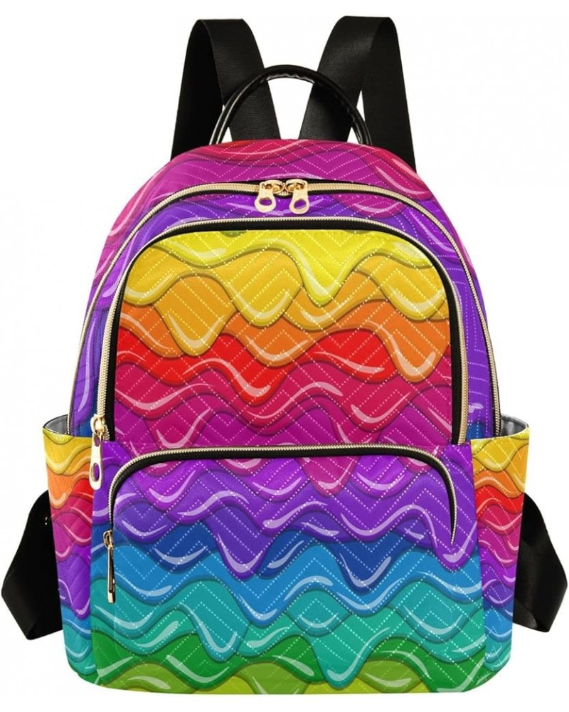 Mini Backpack Purse for Women Lightweight Girls Small Size Bright Rainbow Wave School Teens College Traveling Medium $13.86 B...