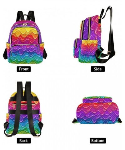 Mini Backpack Purse for Women Lightweight Girls Small Size Bright Rainbow Wave School Teens College Traveling Medium $13.86 B...