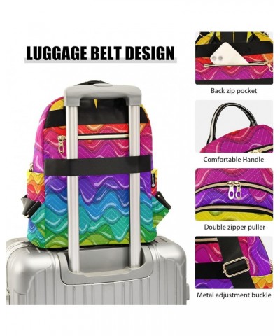 Mini Backpack Purse for Women Lightweight Girls Small Size Bright Rainbow Wave School Teens College Traveling Medium $13.86 B...