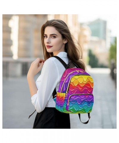 Mini Backpack Purse for Women Lightweight Girls Small Size Bright Rainbow Wave School Teens College Traveling Medium $13.86 B...