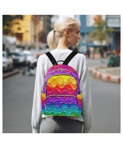 Mini Backpack Purse for Women Lightweight Girls Small Size Bright Rainbow Wave School Teens College Traveling Medium $13.86 B...