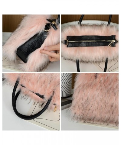 Furry Shoulder Bag for Women Fuzzy Faux Fur Large Tote Handbag Cute Soft Fluffy Purse Blue $22.03 Totes