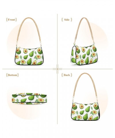 Retro Avocado Print Clutch Shoulder Bag for Women, Hobo Tote Handbag with Gold Chain, Crossbody Bag with Zipper Closure $13.5...