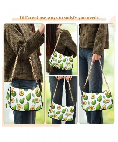 Retro Avocado Print Clutch Shoulder Bag for Women, Hobo Tote Handbag with Gold Chain, Crossbody Bag with Zipper Closure $13.5...