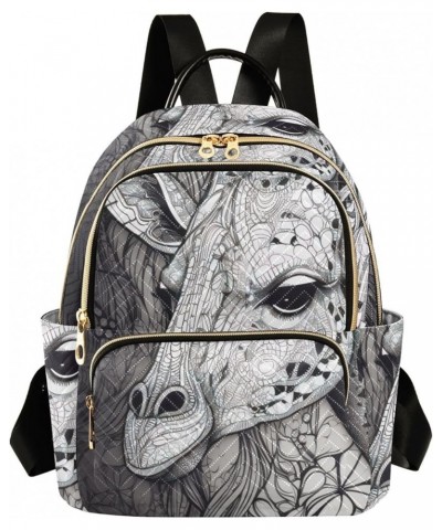 Medium Fashion Backpack for Women Sketch Of Giraffe Print Ladies Travel Daypack Aesthetic Shoulder Bag 10.2×5.1×12.5 IN $20.5...