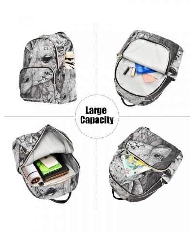 Medium Fashion Backpack for Women Sketch Of Giraffe Print Ladies Travel Daypack Aesthetic Shoulder Bag 10.2×5.1×12.5 IN $20.5...