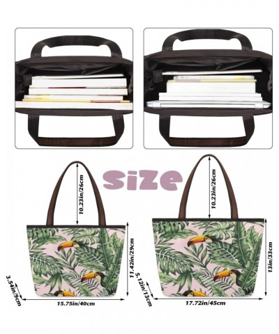 Tote Bag Large Handbag Tropical Bird Toucan Palm Leaves Shoulder Bag Satchel Purse Work Travel Tote Bag with Zipper $13.49 Sa...