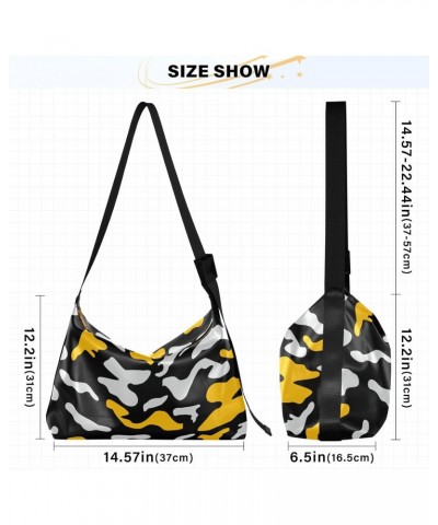 Women Boho Bag Camouflage Black Grey Yellow Shoulder Bag PU Leather Pouch Crossbody Bag Large Tote Handbag For Quick Getaway ...