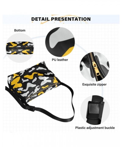 Women Boho Bag Camouflage Black Grey Yellow Shoulder Bag PU Leather Pouch Crossbody Bag Large Tote Handbag For Quick Getaway ...