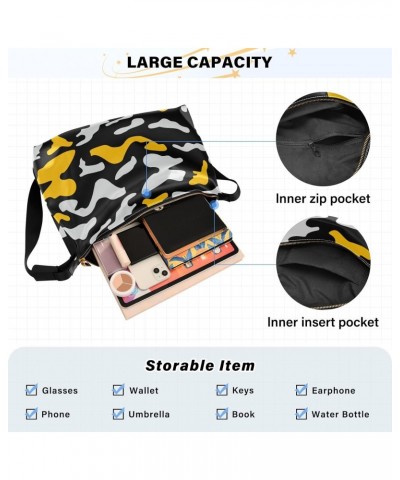 Women Boho Bag Camouflage Black Grey Yellow Shoulder Bag PU Leather Pouch Crossbody Bag Large Tote Handbag For Quick Getaway ...