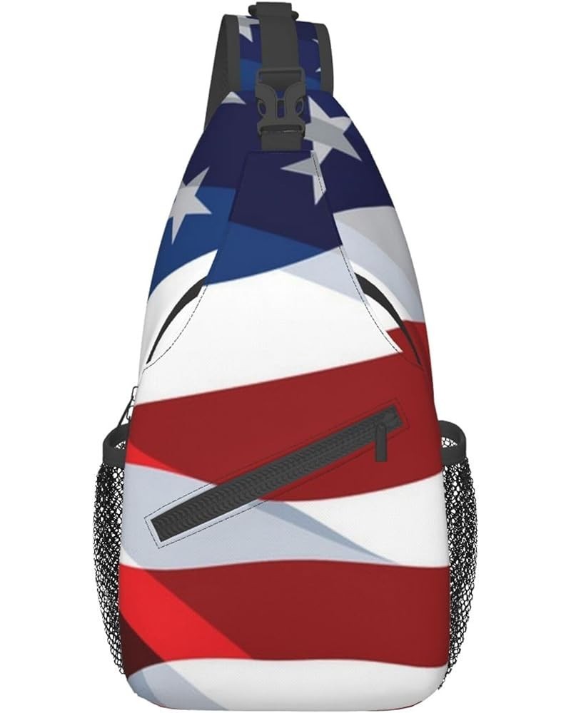 Anti-Theft American flag bats and baseballs Shoulder Backpack Sling Chest Crossbody Bag Cover Pack Rucksack Bicycle Sport Col...