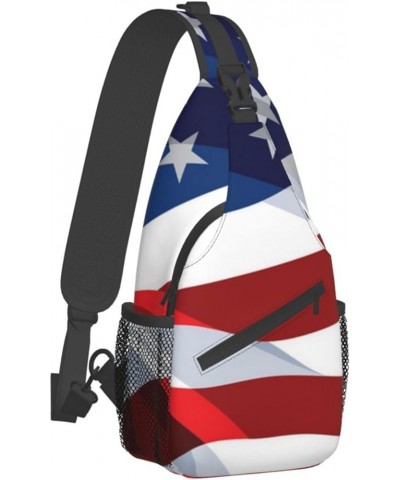 Anti-Theft American flag bats and baseballs Shoulder Backpack Sling Chest Crossbody Bag Cover Pack Rucksack Bicycle Sport Col...