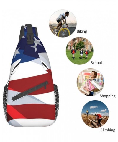 Anti-Theft American flag bats and baseballs Shoulder Backpack Sling Chest Crossbody Bag Cover Pack Rucksack Bicycle Sport Col...