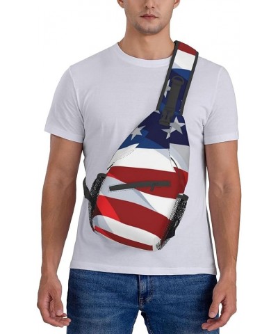 Anti-Theft American flag bats and baseballs Shoulder Backpack Sling Chest Crossbody Bag Cover Pack Rucksack Bicycle Sport Col...