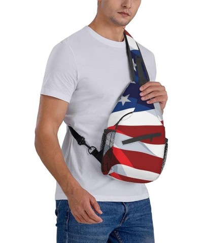 Anti-Theft American flag bats and baseballs Shoulder Backpack Sling Chest Crossbody Bag Cover Pack Rucksack Bicycle Sport Col...