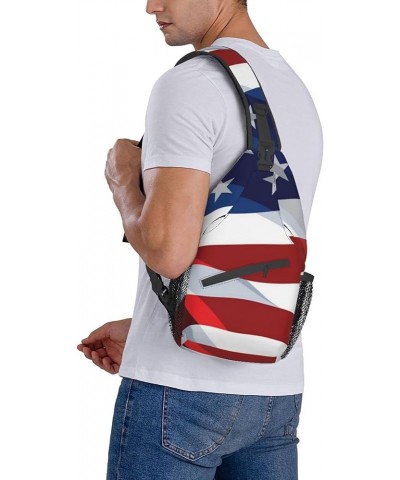 Anti-Theft American flag bats and baseballs Shoulder Backpack Sling Chest Crossbody Bag Cover Pack Rucksack Bicycle Sport Col...