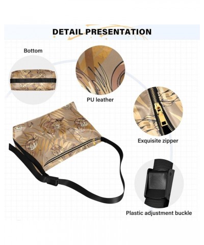 Cute Rabbit Leaves Watercolor Hobo Ladies Handbags Leather Women's Large Purse Animal Print Shoulder Purse Bag Exotic Gold Fl...