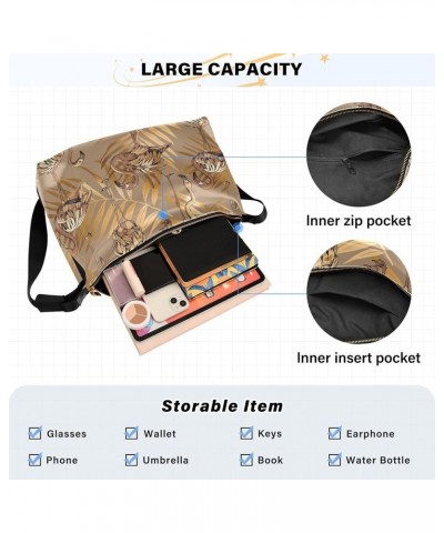 Cute Rabbit Leaves Watercolor Hobo Ladies Handbags Leather Women's Large Purse Animal Print Shoulder Purse Bag Exotic Gold Fl...