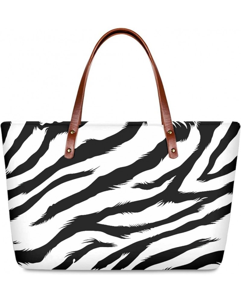 Tote Hand Bag for Women Carry Purses Polyester Utility Portable Bags with Zipper Trendy Big Handbags with Handle Zebra Patter...