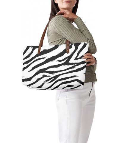 Tote Hand Bag for Women Carry Purses Polyester Utility Portable Bags with Zipper Trendy Big Handbags with Handle Zebra Patter...