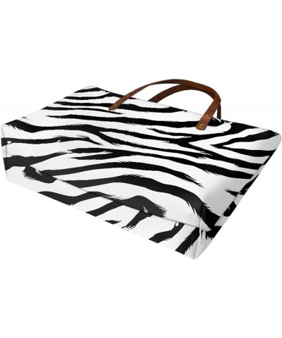 Tote Hand Bag for Women Carry Purses Polyester Utility Portable Bags with Zipper Trendy Big Handbags with Handle Zebra Patter...