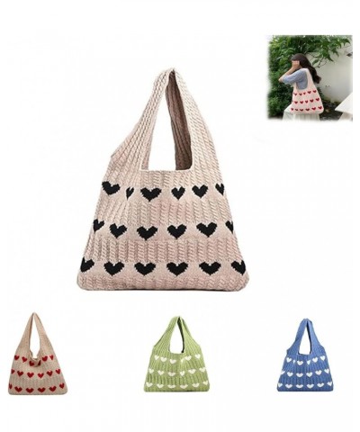 Women's Crochet Tote Bags Heart-shaped Beach Handbags Knit Vacation Aesthetic Casual Love Hobo Bags White $10.00 Backpacks