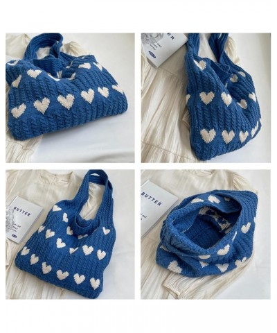 Women's Crochet Tote Bags Heart-shaped Beach Handbags Knit Vacation Aesthetic Casual Love Hobo Bags White $10.00 Backpacks