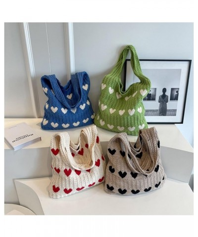 Women's Crochet Tote Bags Heart-shaped Beach Handbags Knit Vacation Aesthetic Casual Love Hobo Bags White $10.00 Backpacks