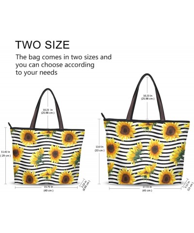 Women Tote Bag Sunflower Black Background Handbags Purses Designer Tote Shoulder Bag Top Handle Bag for Daily Work Travel L S...