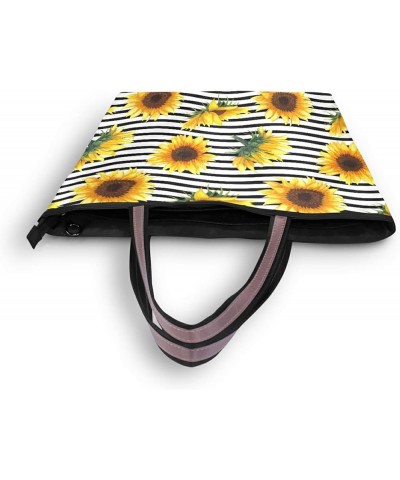 Women Tote Bag Sunflower Black Background Handbags Purses Designer Tote Shoulder Bag Top Handle Bag for Daily Work Travel L S...