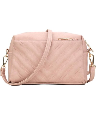 Triple Zip Lightweight Small Crossbody Bags for Women Quilted Shoulder Purses and Handbags Pink $14.00 Shoulder Bags