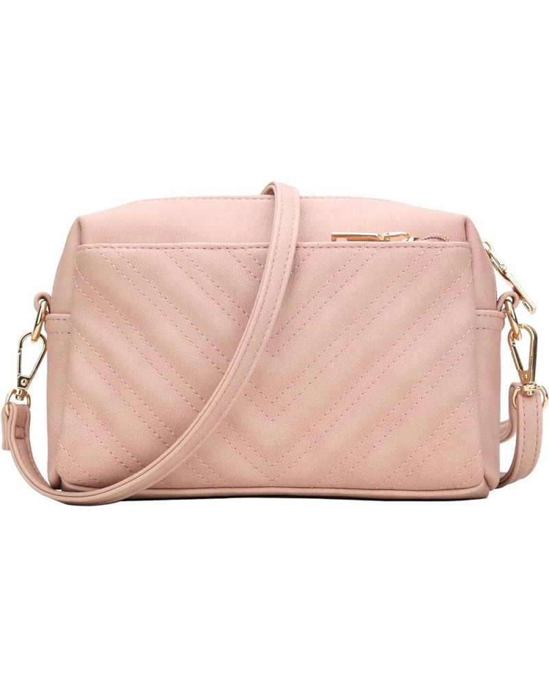 Triple Zip Lightweight Small Crossbody Bags for Women Quilted Shoulder Purses and Handbags Pink $14.00 Shoulder Bags