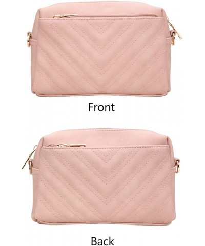 Triple Zip Lightweight Small Crossbody Bags for Women Quilted Shoulder Purses and Handbags Pink $14.00 Shoulder Bags