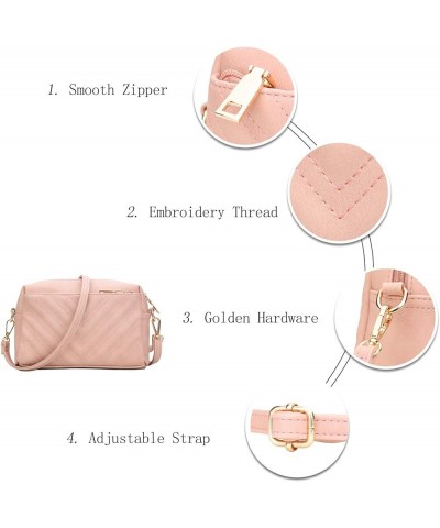 Triple Zip Lightweight Small Crossbody Bags for Women Quilted Shoulder Purses and Handbags Pink $14.00 Shoulder Bags