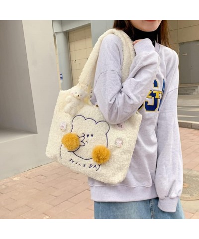 Kawaii Tote Bag with Accessories Aesthetic Lamb Like Tote Purse Kawaii Shoulder Bag Cute Kawaii Handbag for Women Teen Girls ...