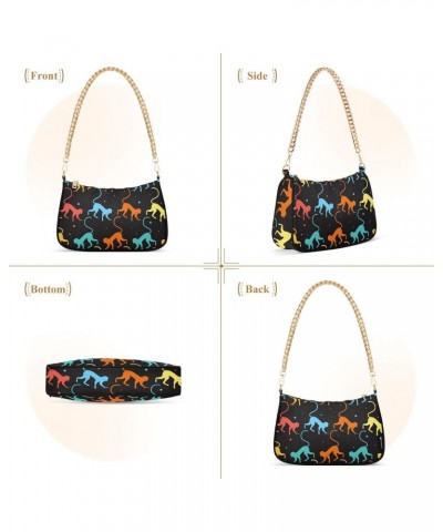 Colorful Monkeys Shoulder Bags for Women Crossbody Bags Tote Handbag Stylish Clutch Purse with Chain Strap 7.1x11x2.8 in $14....