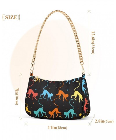 Colorful Monkeys Shoulder Bags for Women Crossbody Bags Tote Handbag Stylish Clutch Purse with Chain Strap 7.1x11x2.8 in $14....