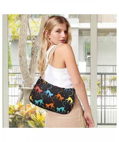 Colorful Monkeys Shoulder Bags for Women Crossbody Bags Tote Handbag Stylish Clutch Purse with Chain Strap 7.1x11x2.8 in $14....