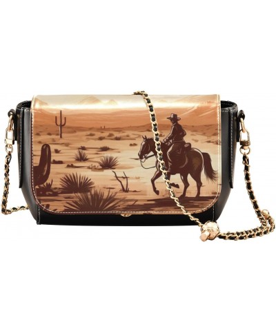 Vintage Western Cowboy Leather Crossbody Bag for Women Small Handbag with Chain Strap, Flip-Top Crossbody Purse $19.60 Crossb...