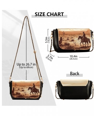 Vintage Western Cowboy Leather Crossbody Bag for Women Small Handbag with Chain Strap, Flip-Top Crossbody Purse $19.60 Crossb...