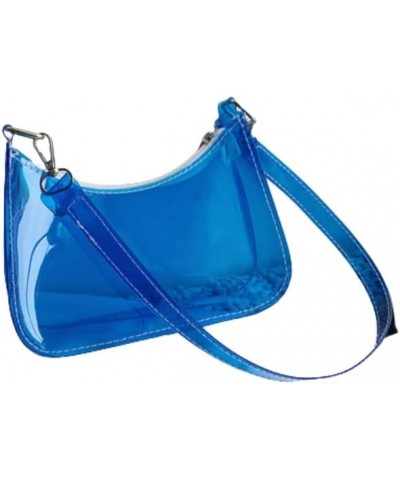 Women's Fashion Vintage Clear Crossbody Bag Stadium Approved Jelly Purse Concert Bag Festival Gifts Blue $12.00 Crossbody Bags