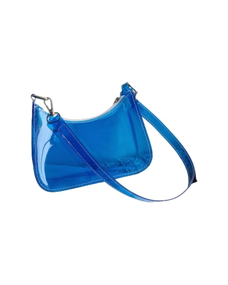 Women's Fashion Vintage Clear Crossbody Bag Stadium Approved Jelly Purse Concert Bag Festival Gifts Blue $12.00 Crossbody Bags