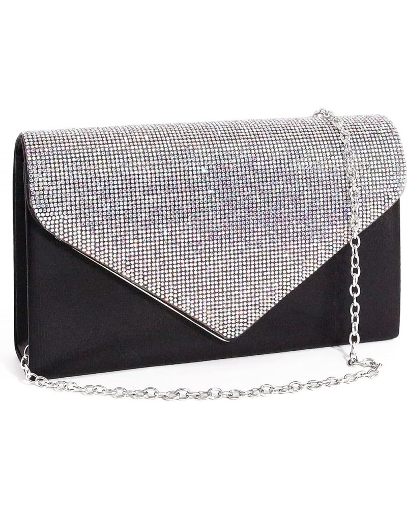 Womens Envelope Evening Bag Clutch Purses Sparkling Rhinestone Hangbag Shoulder Crossbody Bag with Detachable Chain Rhineston...