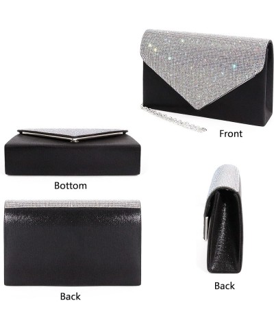 Womens Envelope Evening Bag Clutch Purses Sparkling Rhinestone Hangbag Shoulder Crossbody Bag with Detachable Chain Rhineston...