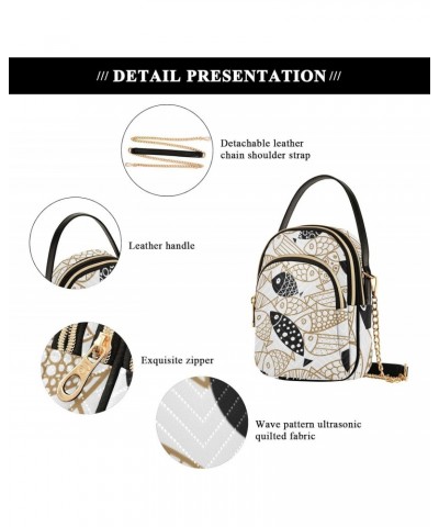 Marine Cell Phone Purse Gold Black Fish Crossbody Handbag Durable Shoulder Bag Sturdy Travel Pouch Compact Chic Bag for Women...